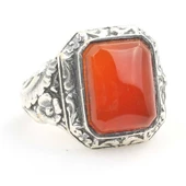 925 Ayar Gümüş Gerçek Akik Taşlı Erkek Yüzüğü thumbnail 2