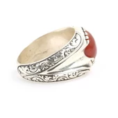 925 Ayar Gümüş Akik Taşlı El Kalemli Erkek Yüzüğü thumbnail 3