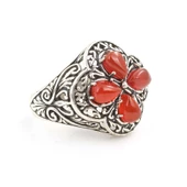 925 Ayar Gümüş Damla Taşlı Akik İşlemeli Yüzük thumbnail 2