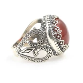 925 Ayar Gümüş Gerçek Akik Taşlı Özel Tasarım Erkek Yüzüğü thumbnail 3