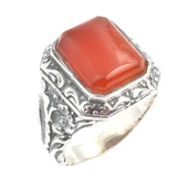 925 Ayar Gümüş Gerçek Akik Taşlı Erkek Yüzüğü thumbnail 1