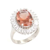 Gümüş Oval Zultanit Taşlı Baget Yüzük thumbnail 1