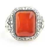 925 Ayar Gümüş Gerçek Akik Taşlı Erkek Yüzüğü thumbnail 4