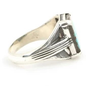 925 Ayar Gümüş Gerçek Turkuaz Taş Erkek Yüzüğü thumbnail 3