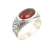 925 Ayar Gümüş S Motifli Has Akik Taş El Kalemli Erkek Yüzüğü thumbnail 1