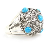 925 Ayar Gümüş Turkuaz Taşlı Kubbe Model Yüzük thumbnail 2