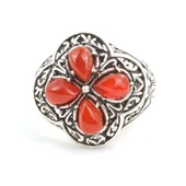 925 Ayar Gümüş Damla Taşlı Akik İşlemeli Yüzük thumbnail 4