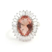 Gümüş Oval Zultanit Taşlı Baget Yüzük thumbnail 3