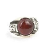 925 Ayar Gümüş Gerçek Akik Taşlı El Kalemli Erkek Yüzüğü thumbnail 4