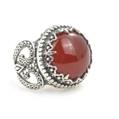 925 Ayar Gümüş Gerçek Akik Taşlı Özel Tasarım Erkek Yüzüğü thumbnail 2