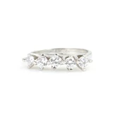 925 Ayar Gümüş Çapraz Tırnaklı Beş Taşlı Yüzük thumbnail 2