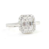 925 Ayar Gümüş Kare Model Baget Taş Yüzük thumbnail 3