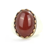 925 Ayar Gümüş Akik Taşlı Düz Erkek Yüzüğü thumbnail 4