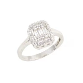 925 Ayar Gümüş Kare Model Baget Taş Yüzük thumbnail 2