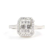 925 Ayar Gümüş Kare Model Baget Taş Yüzük thumbnail 5