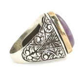 925 Ayar Gümüş Ametist Taşı Erkek Yüzüğü thumbnail 3