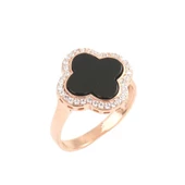 925 Ayar Gümüş Yonca Modeli Oniks ve Zirkon Taşlı Yüzük thumbnail 1