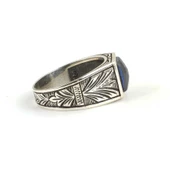 925 Ayar Gümüş Sentetik Safir Taşlı Erkek Yüzüğü thumbnail 4