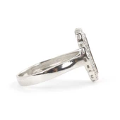 925 Ayar Gümüş Yonca Modeli Kaplan Gözü ve Zirkon Taşlı Yüzük thumbnail 3