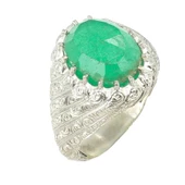 925 Ayar Gümüş Oval Zümrüt Taşlı Erkek Yüzük thumbnail 2