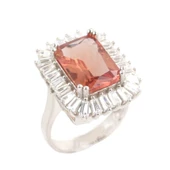 925 Ayar Gümüş Dikdörtgen Zultanit ve Baget Taş Yüzük, Büyük thumbnail 1