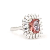 925 Ayar Gümüş Kare Zultanit ve Baget Taşlı Yüzük thumbnail 2