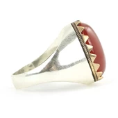 925 Ayar Gümüş Akik Taşlı Düz Erkek Yüzüğü thumbnail 3