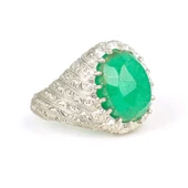 925 Ayar Gümüş Oval Zümrüt Taşlı Erkek Yüzük thumbnail 3