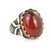 925 Ayar Gümüş Akik Taşlı Desenli Erkek Yüzüğü thumbnail 2