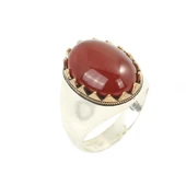 925 Ayar Gümüş Akik Taşlı Düz Erkek Yüzüğü thumbnail 1