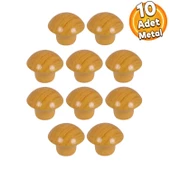 Mantar Düğme Mobilya Mutfak Çekmece Dolap Dolabı Kulbu Kulpu Kulpları Açık Kayın Renk Metal 10 Adet - 1