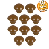 Mantar Düğme Mobilya Mutfak Çekmece Dolap Dolabı Kapak Kulbu Kulpu Kulpları Meşe Renk Metal 10 Adet thumbnail 1