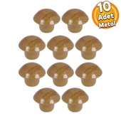 Mantar Düğme Mobilya Mutfak Çekmece Dolap Dolabı Kapak Kulbu Kulpu Kulpları Kayın Renk Metal 10 Adet - 1