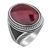 Kırmızı Zirkon Taşlı 925 Ayar Gümüş Yüzük thumbnail 3