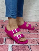 Hammerjack 234 Fuşya Pembe Çift Tokalı Havuz Plaj Günlük Terlik thumbnail 5