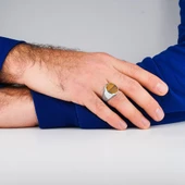 Oval Kaplangözü Taşlı Parlak 925 Ayar Gümüş Yüzük thumbnail 2