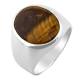 Oval Kaplangözü Taşlı Parlak 925 Ayar Gümüş Yüzük thumbnail 3