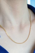 14 Ayar Yeşil Altın Kadın Balık Sırtı Zincir Kolye 2,5 mm - 1