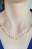 14 Ayar Yeşil Altın Kadın Balık Sırtı Zincir Kolye 3 mm - 7