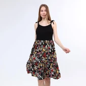 DRR Moda Çiçek Desenli Askılı Elbise - 3