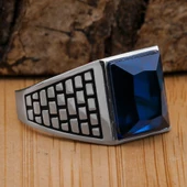 Parlament Mavisi Zirkon Taşlı 925 Ayar Gümüş Yüzük thumbnail 1