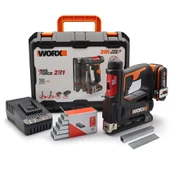 Worx Wx843 20Volt/2.0Ah. Li-İon Şarjlı Profesyonel 6-14Mm Zımba Ve 15Mm Çivi Çakma + 3500 Adet Yedek Zımba Ve Çivi - 1