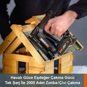 Worx Wx843 20Volt/2.0Ah. Li-İon Şarjlı Profesyonel 6-14Mm Zımba Ve 15Mm Çivi Çakma + 3500 Adet Yedek Zımba Ve Çivi - 7