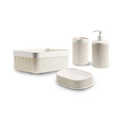 Hometarz 4 lü Plastik Banyo Seti Fırçalık Sabunluk Organizer - 5