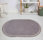 My Evilla Modern Dekoratif Halı Jel Kaymaz Taban Peluş Gri Saçaklı Oval Halı - 1