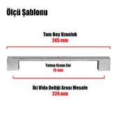 Cemre Çekmece Mutfak Dolap Kapak Kulpu Kulbu 224 mm Metal Kulp - 12