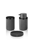 SAS Banyo Takımı Diş Fırçalık Sıvı Sabunluk Katı Sabunluk 3Lü Set Gri - 3