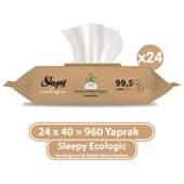 Sleepy Ecologic Yenidoğan Islak Bebek Bakım Havlusu 24x40 (960 Yaprak) - 1