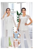 Duchesse 3008 Ecru Hamile Lohusa 3 Lü Pİjama Sabahlık Tk - 4