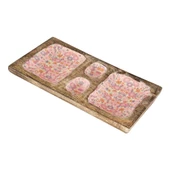 Vitale Şiva Çiçek Desenli Dekoratif Pembe Tepsi AK.FQ0021-P - 3